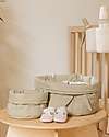 Lorena Canals Set of two Quilted Baskets - Olive Green Bambie - 100% GOTS Organic Cotton - Bamboo Collection - Diameter 20 x 30 cm and 15 x 15 cm Storage organisers
