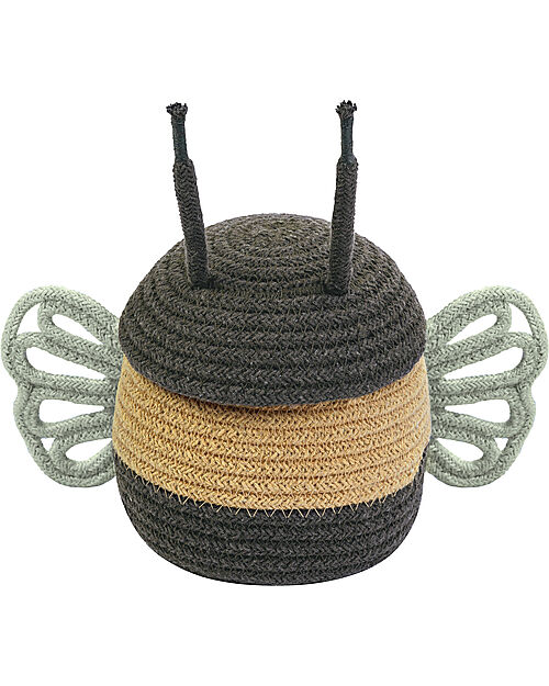 Lorena Canals Storage Basket - Baby Bee - Black/Yellow - Cotton - Planet Bee Collection - 15 x 15 cm Storage organisers