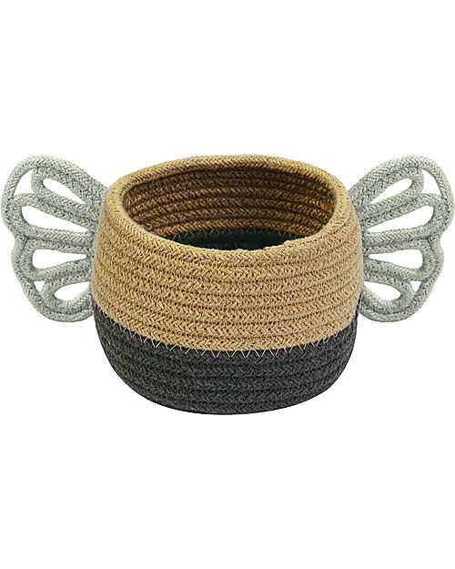 Lorena Canals Storage Basket - Baby Bee - Black/Yellow - Cotton - Planet Bee Collection - 15 x 15 cm Storage organisers