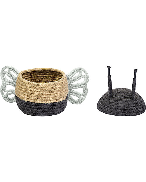 Lorena Canals Storage Basket - Baby Bee - Black/Yellow - Cotton - Planet Bee Collection - 15 x 15 cm Storage organisers