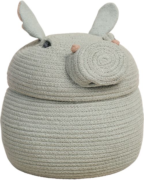 Lorena Canals Storage Basket Henry the Hippo - Blue Sage - The Animal Crew Collection - 25 x 30 cm Storage organisers