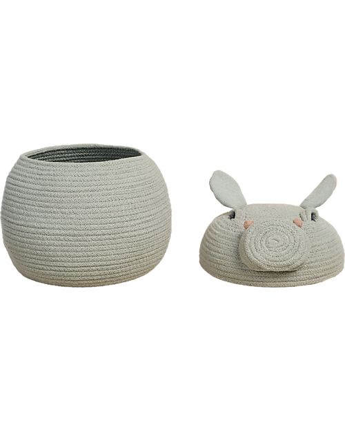 Lorena Canals Storage Basket Henry the Hippo - Blue Sage - The Animal Crew Collection - 25 x 30 cm Storage organisers