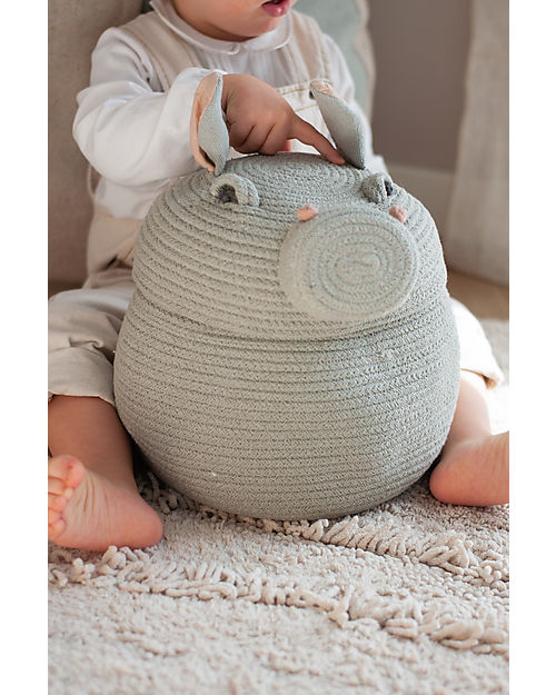 Lorena Canals Storage Basket Henry the Hippo - Blue Sage - The Animal Crew Collection - 25 x 30 cm Storage organisers