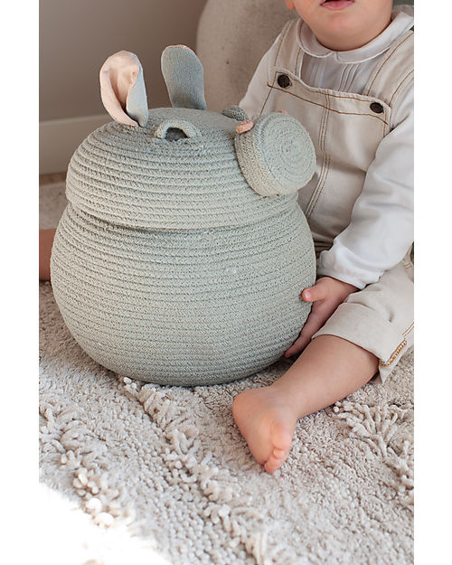 Lorena Canals Storage Basket Henry the Hippo - Blue Sage - The Animal Crew Collection - 25 x 30 cm Storage organisers