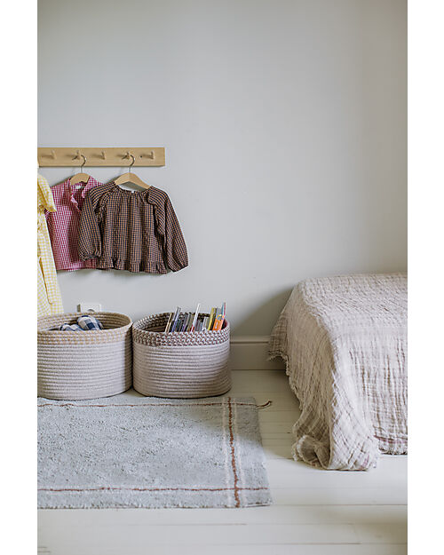 Lorena Canals Stripes Rug - Blue Sage - Natural Cotton - Little Chefs Collection - 90 x 130 cm Carpets