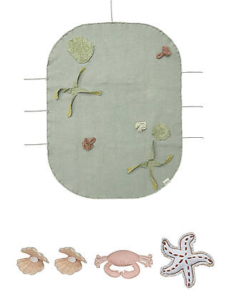 Lorena Canals Under Sea Set - Canvas/Starfish/Crab/2 Shells - Dimensions 50x65cm - New Green Toys Collection Playmats