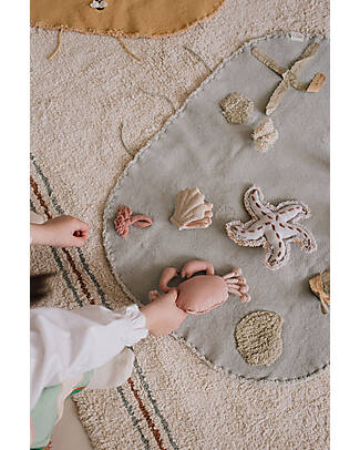 Lorena Canals Under Sea Set - Canvas/Starfish/Crab/2 Shells - Dimensions 50x65cm - New Green Toys Collection Playmats