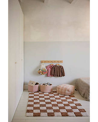 Lorena Canals Vichy Pouf - White and Pink - Natural Cotton - Little Chefs Collection Pouf