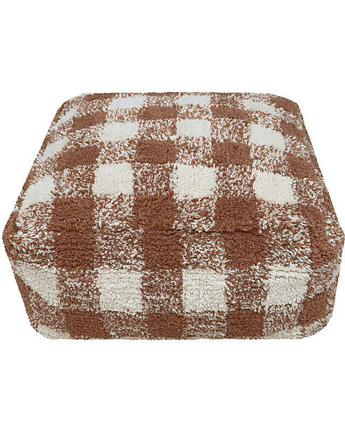 Lorena Canals Vichy Pouf - White and Toffee - Natural Cotton - Little Chefs Collection Pouf