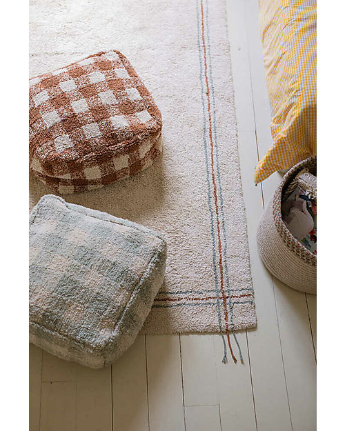 Lorena Canals Vichy Pouf - White and Toffee - Natural Cotton - Little Chefs Collection Pouf