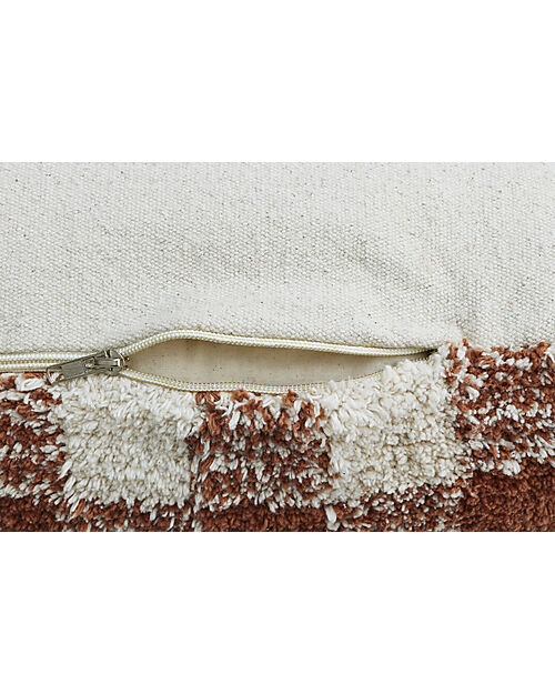 Lorena Canals Vichy Pouf - White and Toffee - Natural Cotton - Little Chefs Collection Pouf