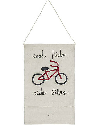 Lorena Canals Wall Pocket Hanger Cool Kids Ride Bikes - Eco City - Hand embroidered - (45x70 cm) Wall Decorations