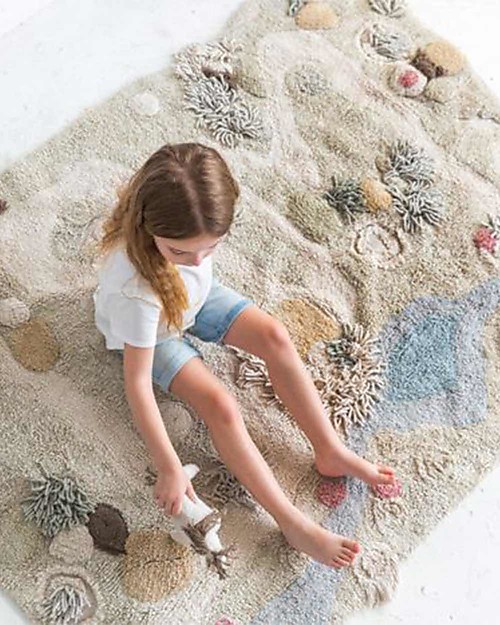 Lorena Canals Washable Play Rug Path of Nature - Natural - Cotton (120x160 cm) Pouf