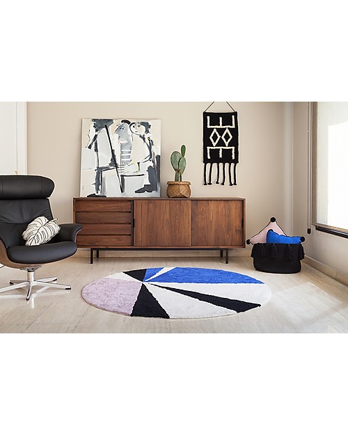 Lorena Canals Washable Round Rug Geometric design Klein - 100% cotton (160 cm) Carpets