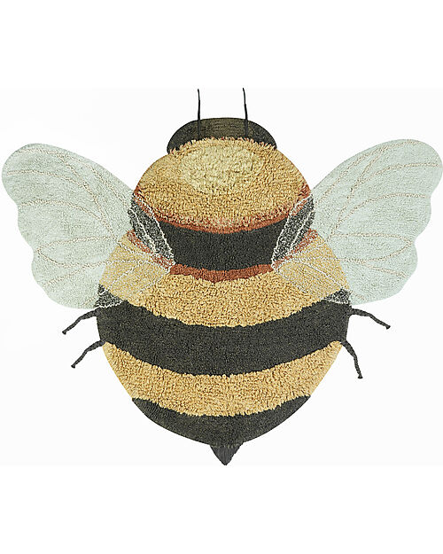 Lorena Canals Washable Rug - Bee - Black/Yellow - Cotton - Planet Bee Collection - 140 x 200 cm Carpets