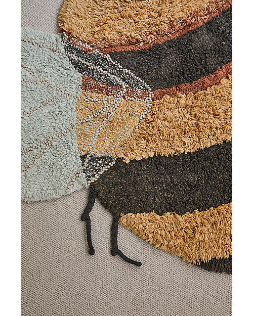 Lorena Canals Washable Rug - Bee - Black/Yellow - Cotton - Planet Bee Collection - 140 x 200 cm Carpets