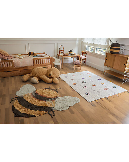 Lorena Canals Washable Rug - Bee - Black/Yellow - Cotton - Planet Bee Collection - 140 x 200 cm Carpets