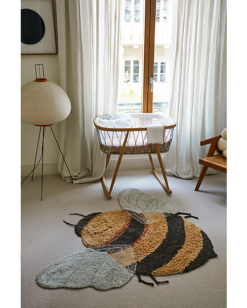 Lorena Canals Washable Rug - Bee - Black/Yellow - Cotton - Planet Bee Collection - 140 x 200 cm Carpets