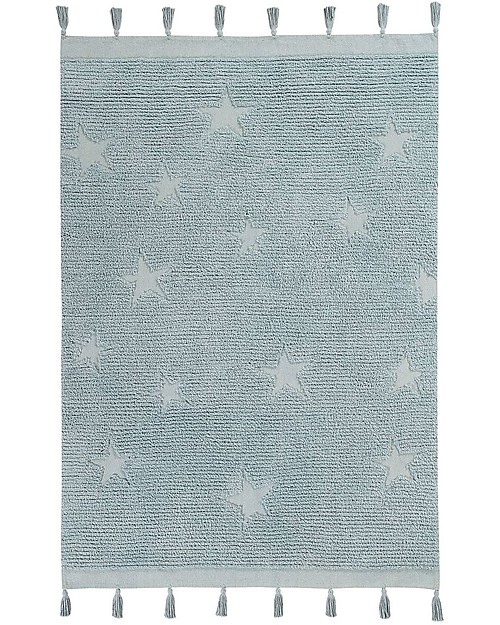 Lorena Canals Washable Rug Hippy Stars, Aqua blue - 100% Cotton (120 x 175 cm) Carpets