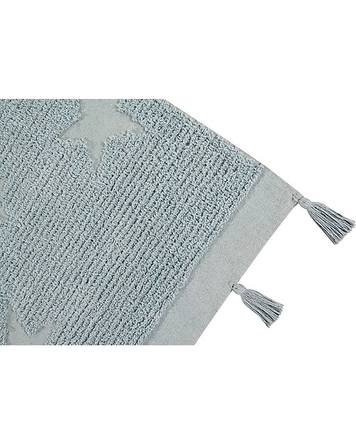 Lorena Canals Washable Rug Hippy Stars, Aqua blue - 100% Cotton (120 x 175 cm) Carpets