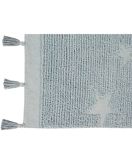 Lorena Canals Washable Rug Hippy Stars, Aqua blue - 100% Cotton (120 x 175 cm) Carpets