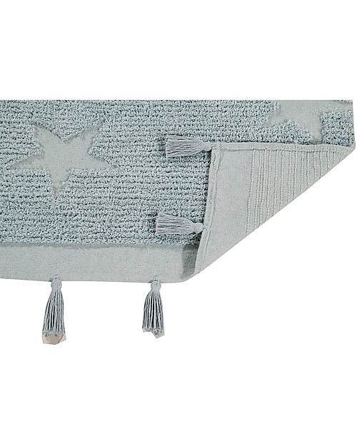 Lorena Canals Washable Rug Hippy Stars, Aqua blue - 100% Cotton (120 x 175 cm) Carpets