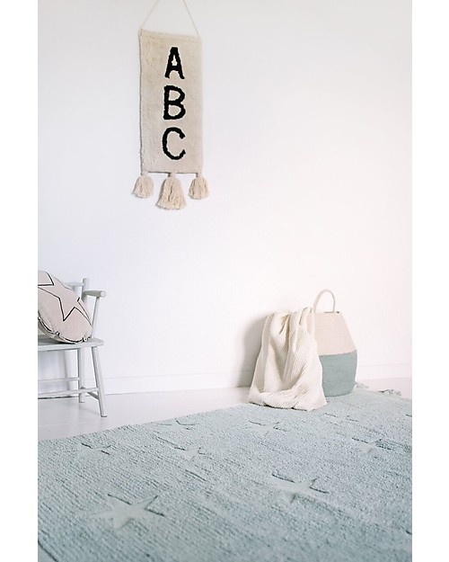 Lorena Canals Washable Rug Hippy Stars, Aqua blue - 100% Cotton (120 x 175 cm) Carpets