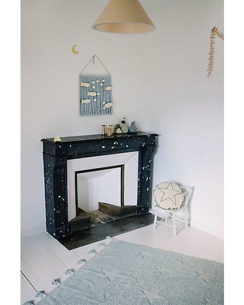 Lorena Canals Washable Rug Hippy Stars, Aqua blue - 100% Cotton (120 x 175 cm) Carpets