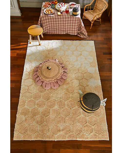 Lorena Canals Washable Rug - Sweet Honey - Ivory/Golden - Cotton - Planet Bee Collection - 140 x 200 cm Carpets