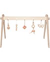 Loullou Baby Gym Combination Pack Rose, Wooden Baby Gym + Pink Hanging Toys Baby Gym