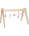Loullou Baby Gym Combination Pack Rose, Wooden Baby Gym + Pink Hanging Toys Baby Gym