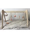 Loullou Baby Gym Combination Pack Rose, Wooden Baby Gym + Pink Hanging Toys Baby Gym