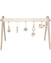 Loullou Baby Gym Combination Pack, Wooden Baby Gym + Blue Hanging Toys Baby Gym