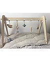 Loullou Baby Gym Combination Pack, Wooden Baby Gym + Blue Hanging Toys Baby Gym