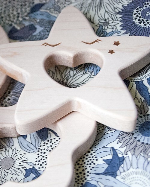 Loullou Natural Teether, You’re a Star Toy - Maple Wood Teethers