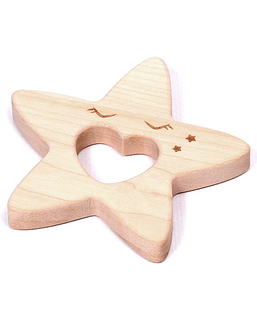 Loullou Natural Teether, You’re a Star Toy - Maple Wood Teethers