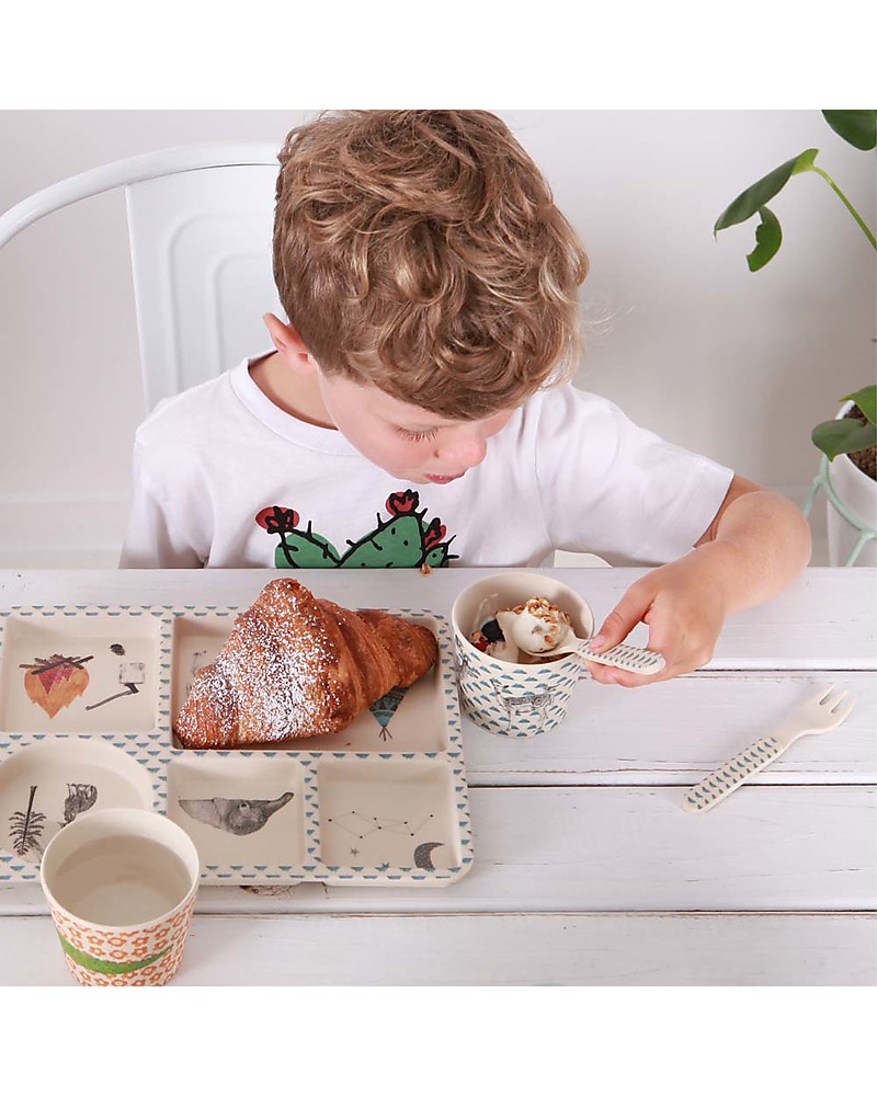 Love Mae 5-pieces Bamboo Dinner Set, Forest Feast - Durable and ecological!  Perfect gift idea! unisex (bambini)