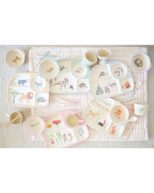 Love Mae 5-pieces Bamboo Dinner Set, Safari - Durable and ecological! Perfect gift idea! Bowls & Plates