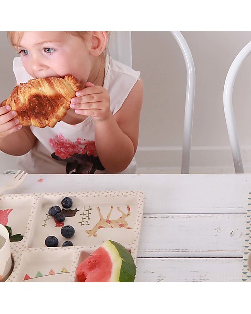 Love Mae 5-pieces Bamboo Dinner Set, Woodland Tea Party - Durable and ecological! Perfect gift idea! Bowls & Plates