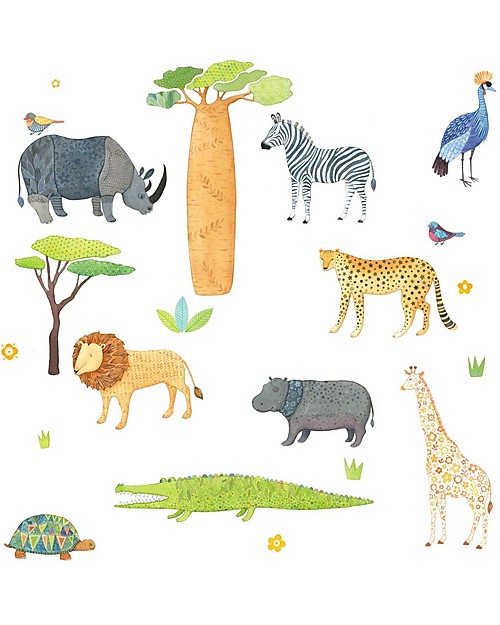 Love Mae Fabric Wall Stickers, Safari - Repositionable and Biodegradable! Wall Stickers
