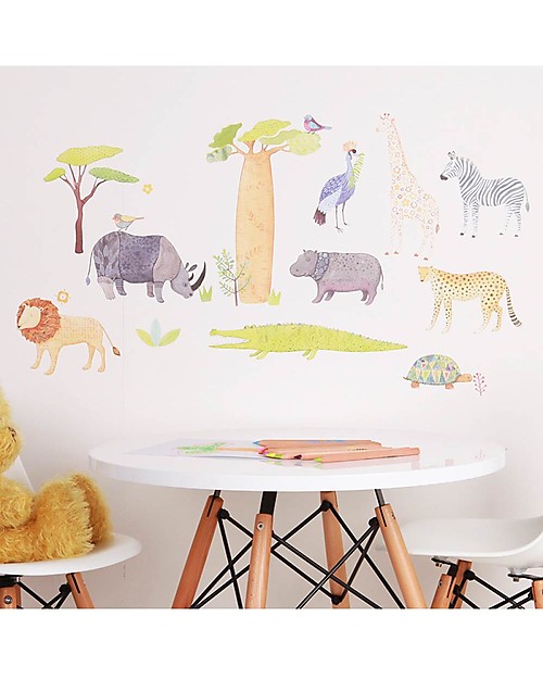Love Mae Fabric Wall Stickers, Safari - Repositionable and Biodegradable! Wall Stickers