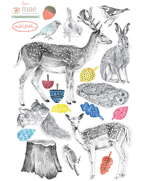 Love Mae Mini Fabric Stickers, Forest Folks Repositionable! Great