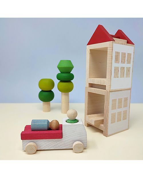 Lubulona Hospital Set with Ambulance - FSC-PEFC Beech Wood Wooden Toy Cars, Trains & Trucks