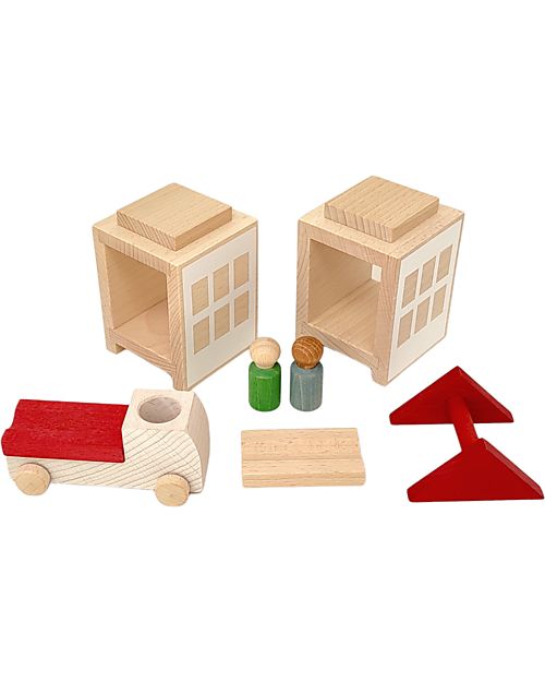 Lubulona Hospital Set with Ambulance - FSC-PEFC Beech Wood Wooden Toy Cars, Trains & Trucks