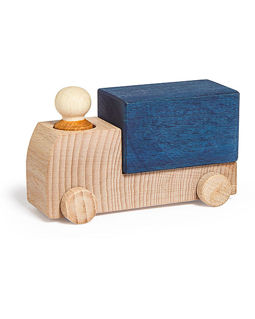 Lubulona Truck with Figure - Blue - Beech and Maple Wood FSC-PEFC Wooden Toy Cars, Trains & Trucks