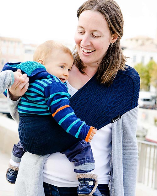 Lucky Baby Wacotto, 2-in-1 Baby Carrier, Navy Blue - 6-36 mths - Also great as infinity scarf! Baby Slings