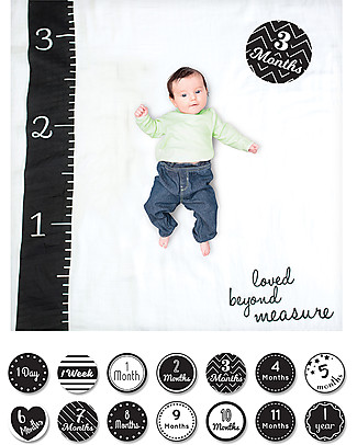 Lulujo Baby Baby’s First Year Swaddle + Cards Set, Loved Beyond Measure - For the social baby and parents! Muslin Swaddle