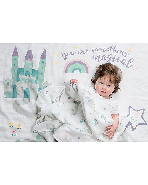 Lulujo Baby Baby’s First Year Swaddle + Cards Set, Something Special - For the social baby and parents! Muslin Swaddle