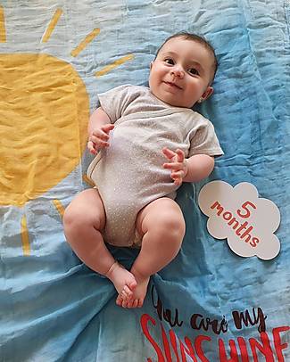 Lulujo Baby Baby’s First Year Swaddle + Cards Set, You Are my Sunshine - For the social baby and parents! Muslin Swaddle