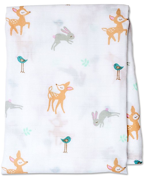 Lulujo Baby Copertina Swaddle 120 x 120 cm, Little Fawn - 100% mussola di cotone Muslin Swaddle